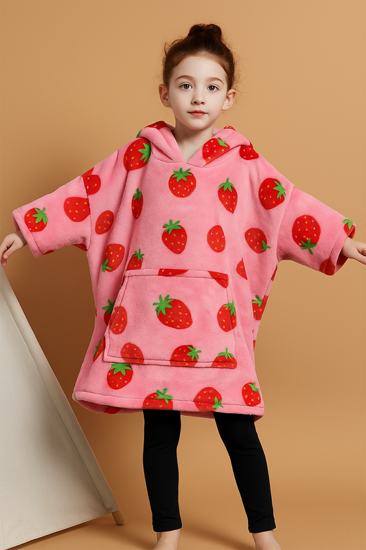 Sweat à Capuche Oversize Fraises - Plaid Enfant