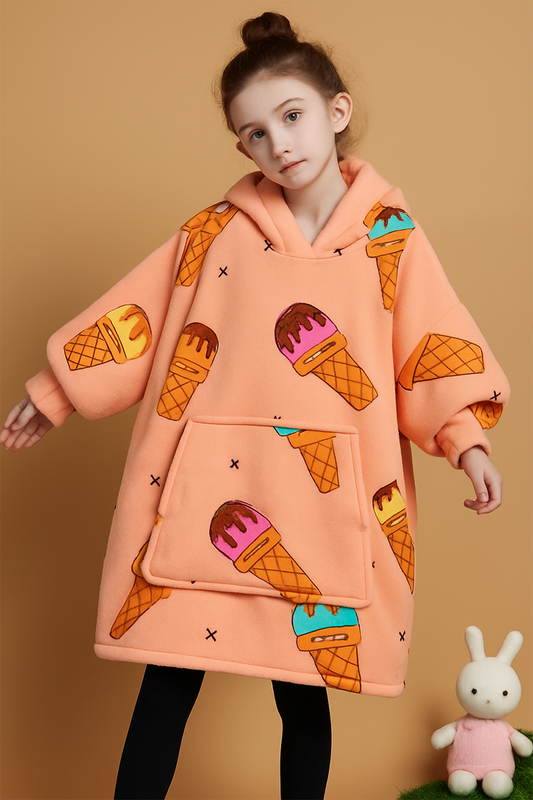 Sweat à Capuche Oversize Glaces - Plaid Enfant