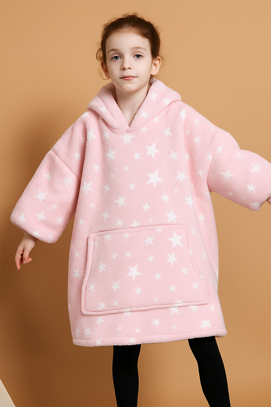 Sweat à Capuche Oversize Étoiles - Plaid Enfant