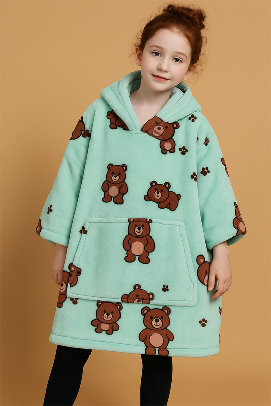 Sweat à Capuche Oversize Oursons - Plaid Enfant