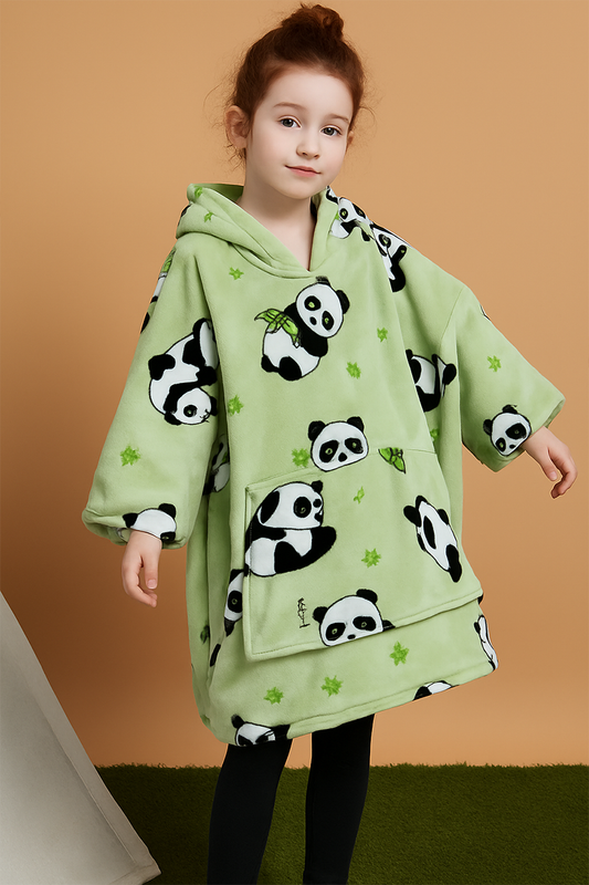 Sweat à Capuche Oversize Pandas - Plaid Enfant